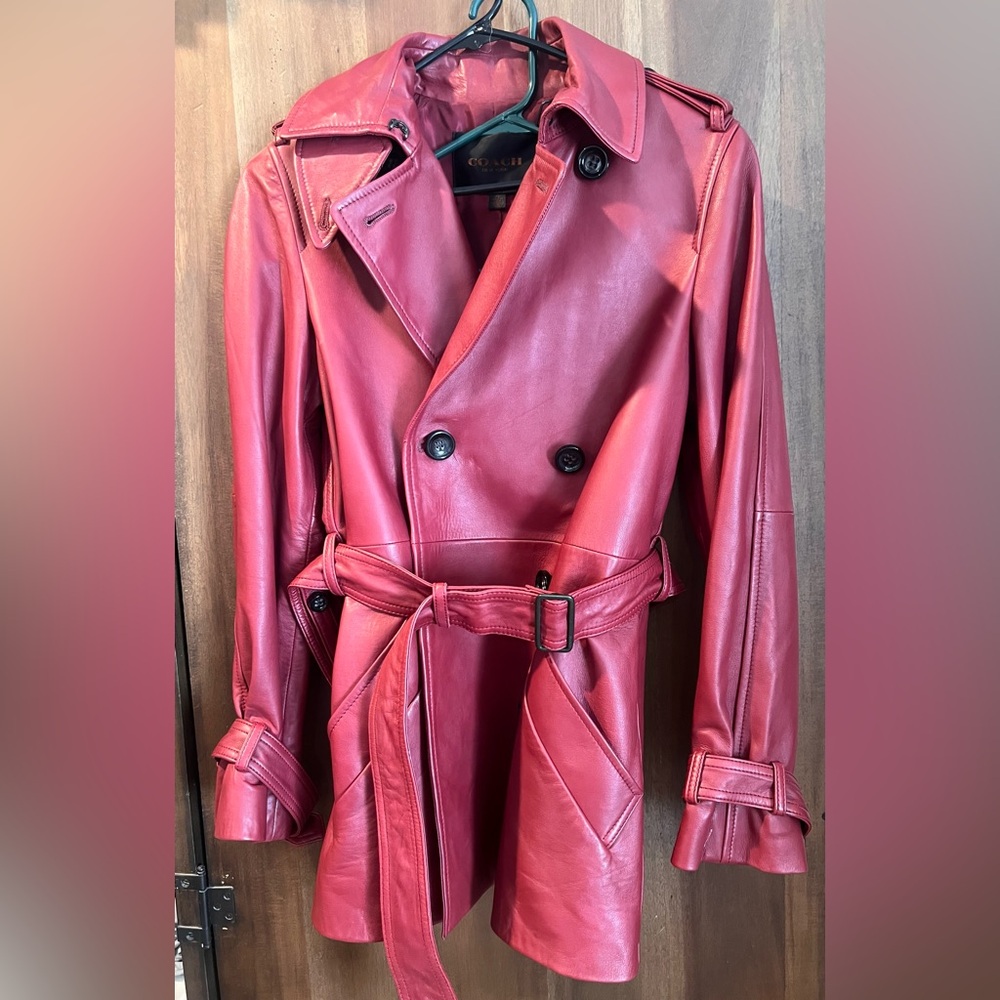 Coach Leather Sport Trench Like Coat.